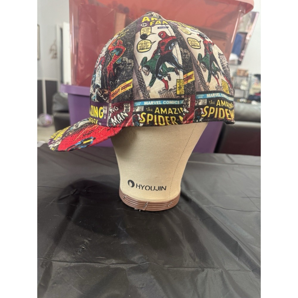 Spiderman Hat Men's One Size All Over Print Super Hero Comic Book‎ Cover Fitted - Picture 4 of 8